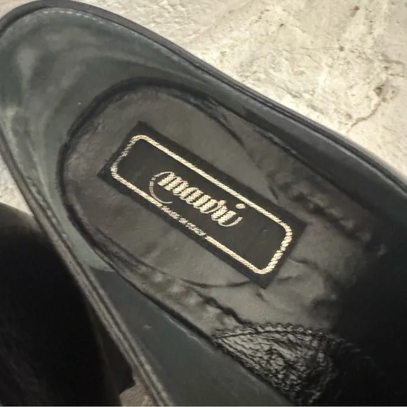 Mauri Black Ostrich Leather Dress Shoes11.5
